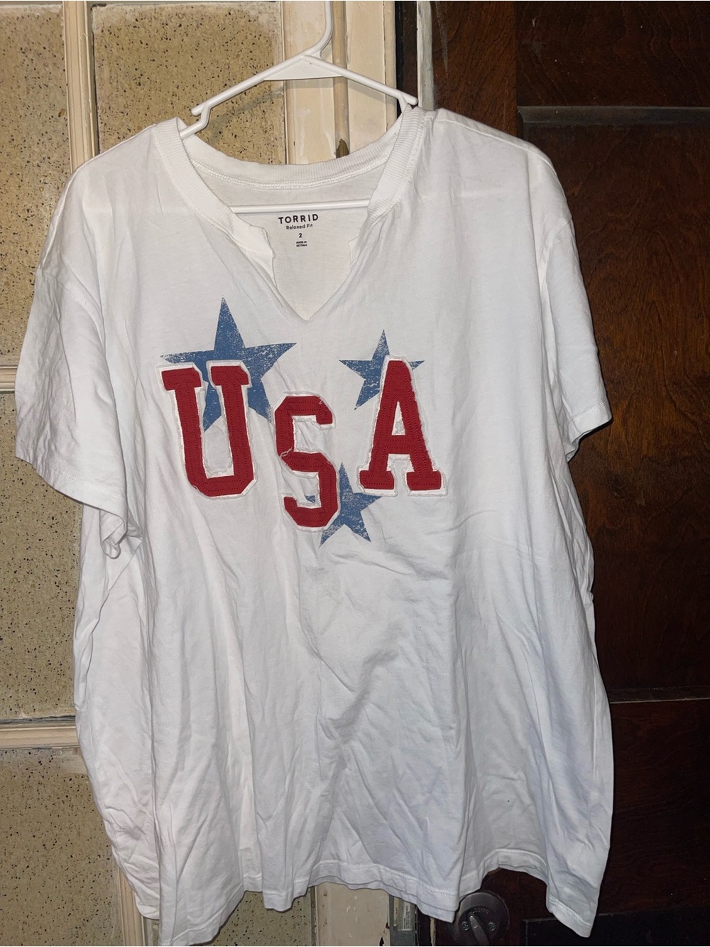 Torrid White USA Graphic V-Notch Tee - Size